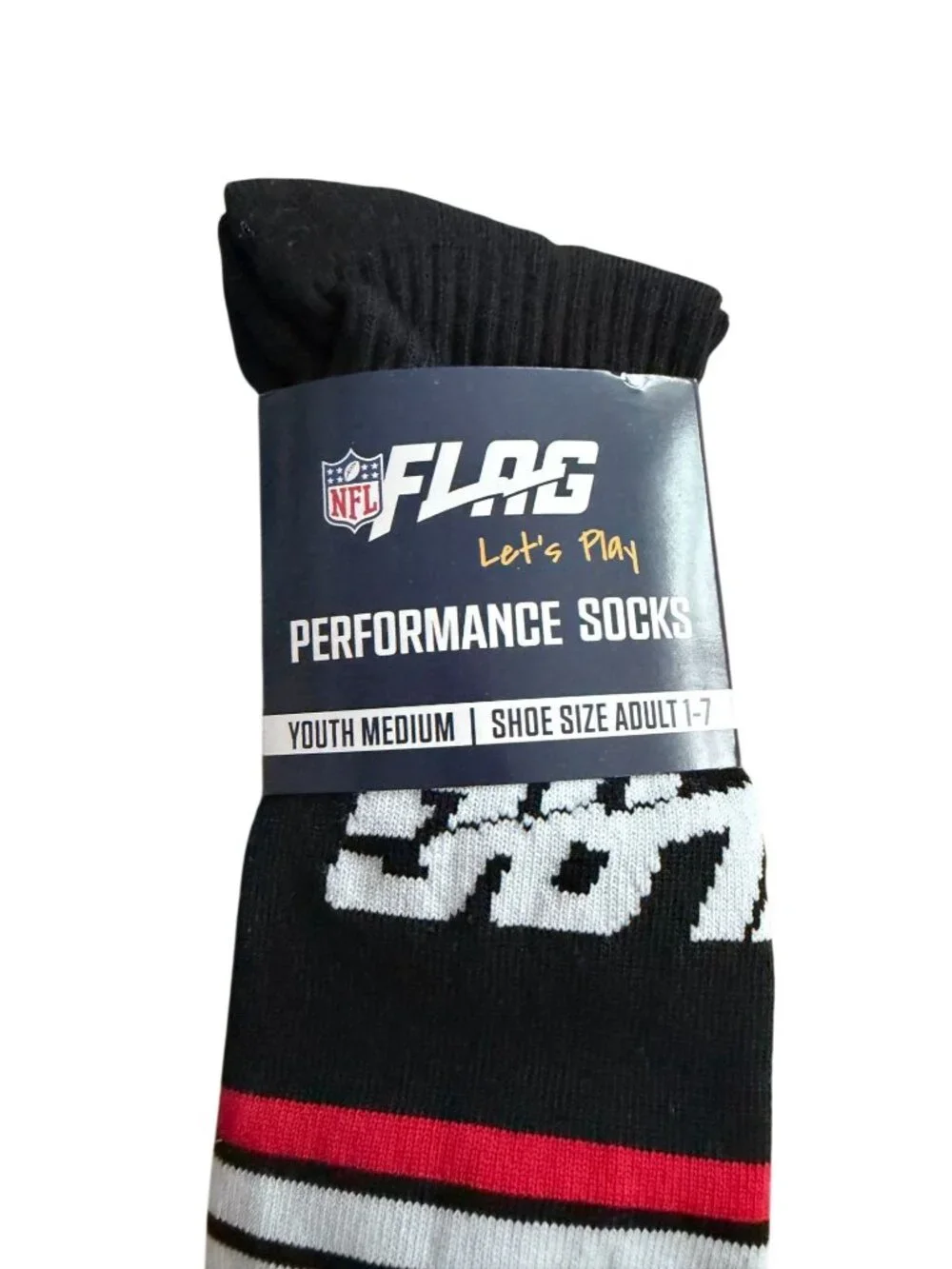 NFL Youth Black Red Flag Football Socks Size Youth Medium NEW NWT